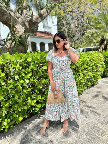 SELKIE CORSETED FLORAL MIDI DRESS