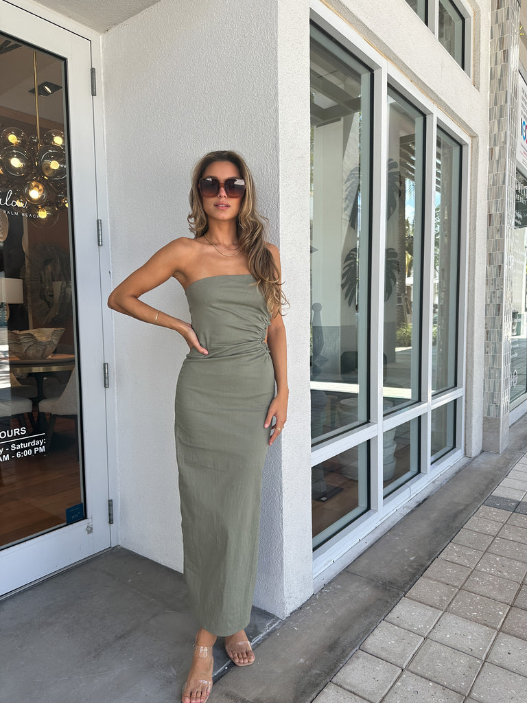 BROCK LINEN TUBE DRESS WITH CUTOUT