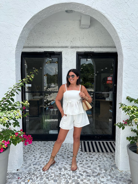 ESTELLE WHITE FLUTTER SLEEVE DRESS
