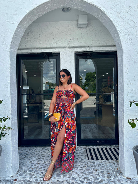 BARBADOS BOTANICAL SMOCKED TOP MAXI DRESS