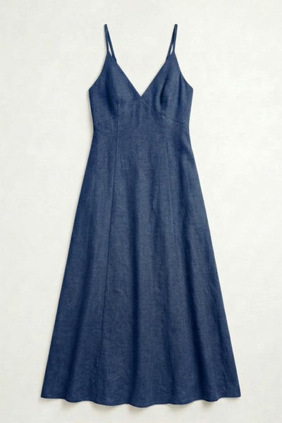 GENEVIEVE STITCH DETAIL LINEN MAXI