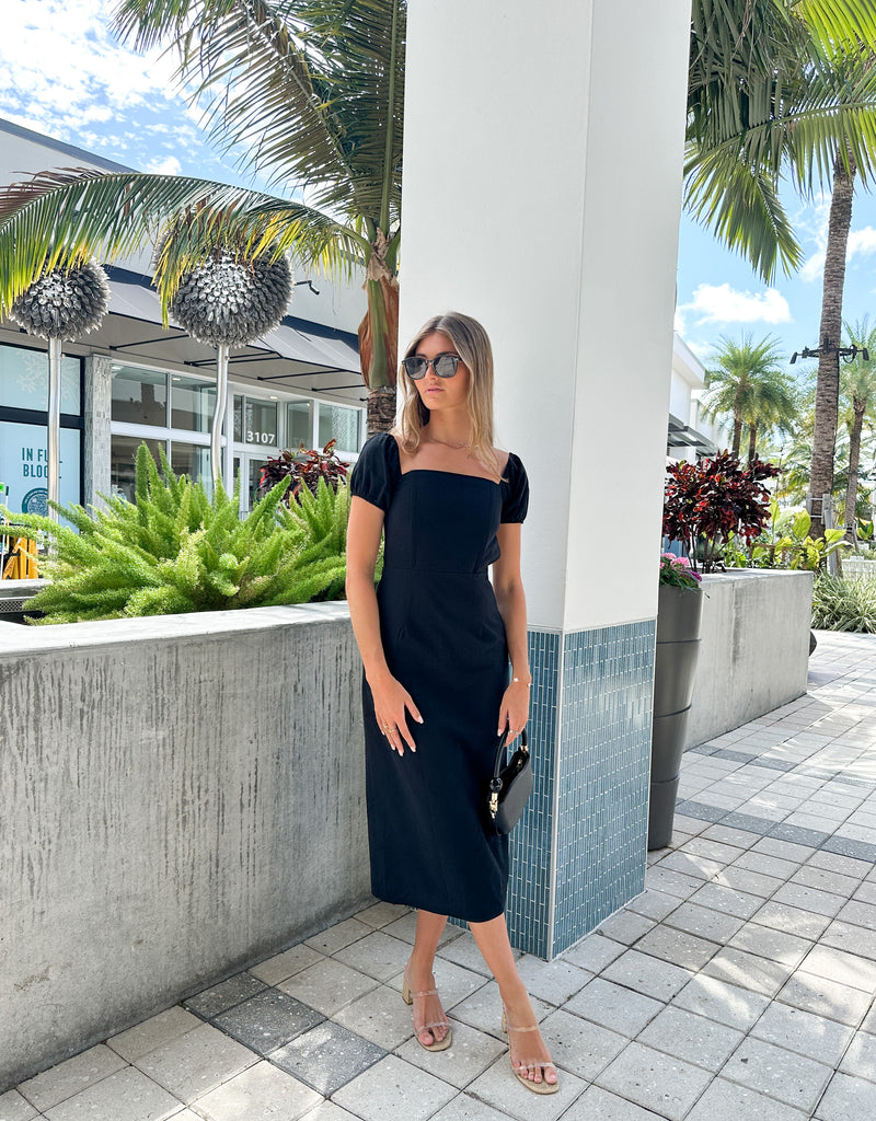 ARLENE BLACK MIDI DRESS