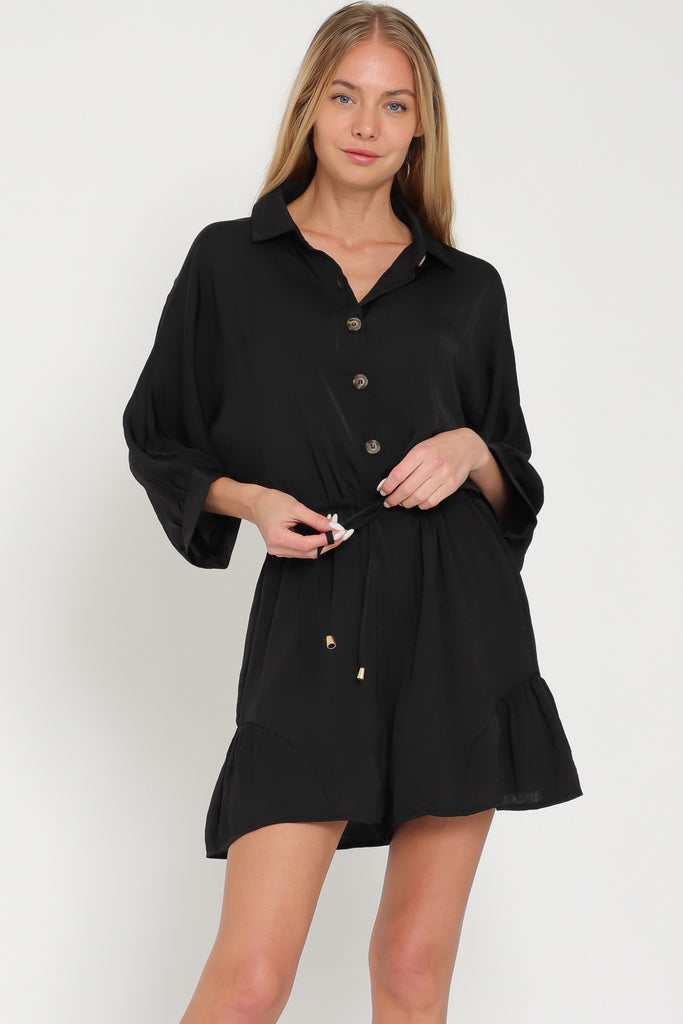 MERCER DOLMAN SLEEVE TIE FRONT ROMPER