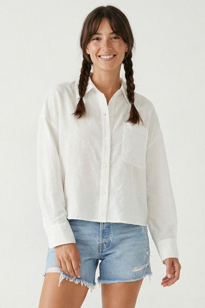 CIARA LINEN BLEND BUTTON DOWN TOP