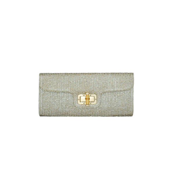 CHILEAN STRAW CLUTCH WITH BAMBOO CLOSURE
