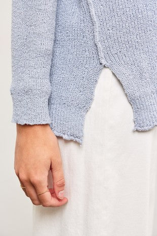 ERIN ICY BLUE V NECK SWEATER