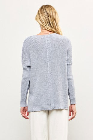 ERIN ICY BLUE V NECK SWEATER