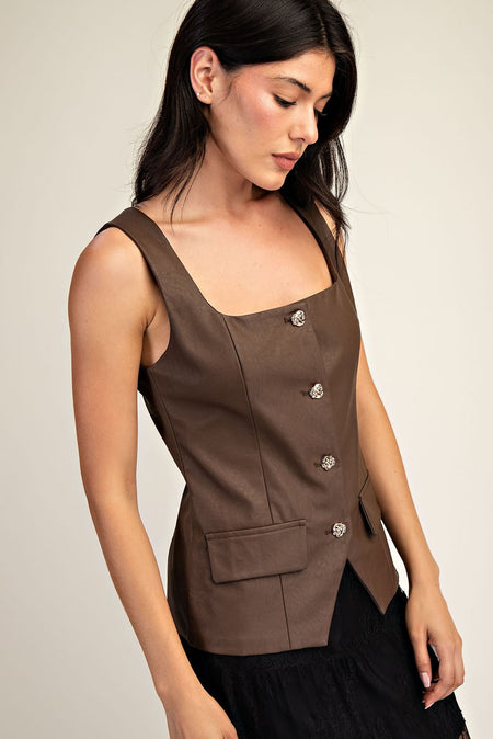 JAZLIN LINEN BUTTON UP TOP