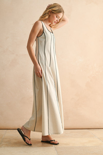 ERIN PIPING DETAIL MAXI DRESS