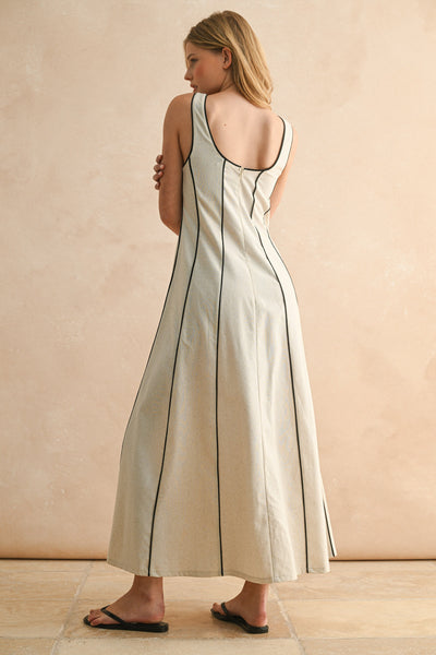 ERIN PIPING DETAIL MAXI DRESS