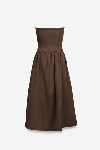 JAX MIXED MATERIAL TUBE TOP DRESS