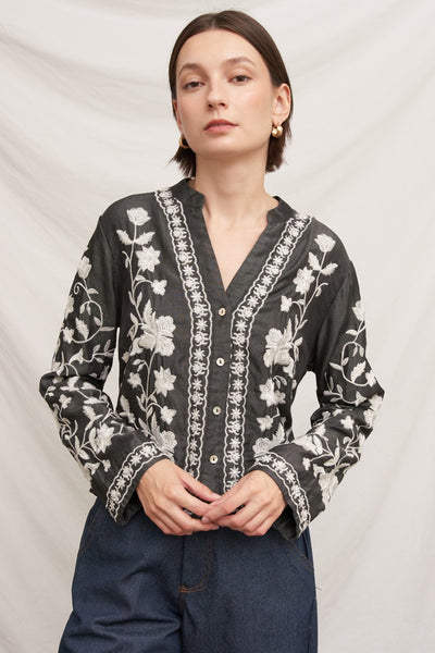 MARLENE EMBROIDERY DETAIL BLOUSE