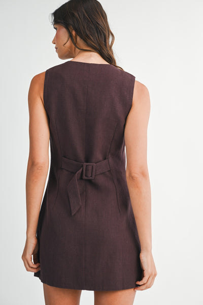 FRANKIE SQUARE NECK LINEN DRESS