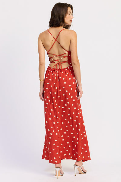 ALYX POLKA DOT OPEN BACK MIDI DRESS