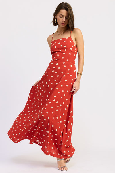 ALYX POLKA DOT OPEN BACK MIDI DRESS
