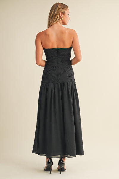 JULIANNE APPLIQUE STRAPLESS MAXI DRESS