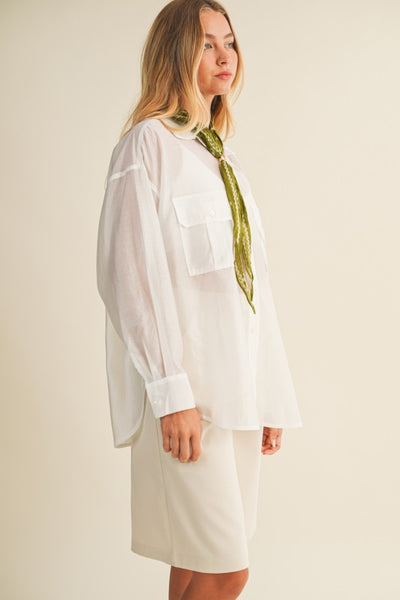 GRACE SHEER BUTTON DOWN SHIRT