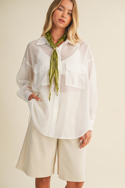 GRACE SHEER BUTTON DOWN SHIRT