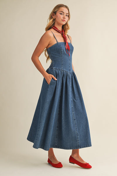 OWEN DENIM MIDI DRESS