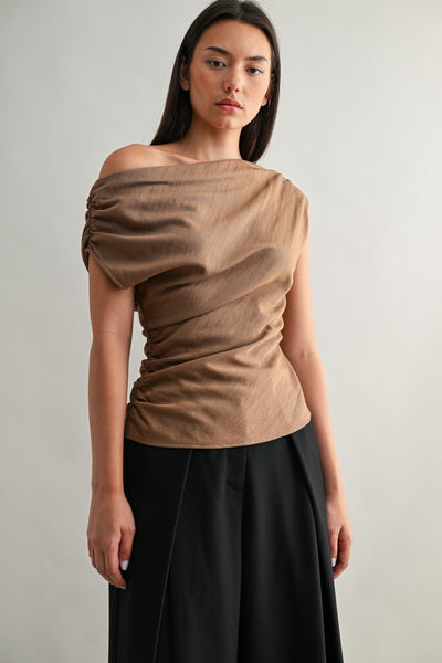 CASSIDY ASYMMETRIC RUCHED TOP