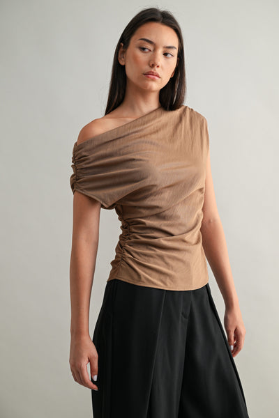 CASSIDY ASYMMETRIC RUCHED TOP