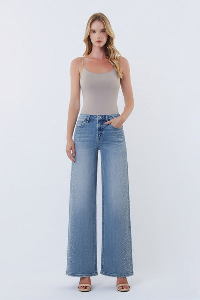OLIVIA EMBELLISHED WIDE LEG JEAN