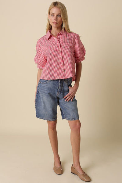 LEXI GINGHAM PUFF SLEEVE TOP