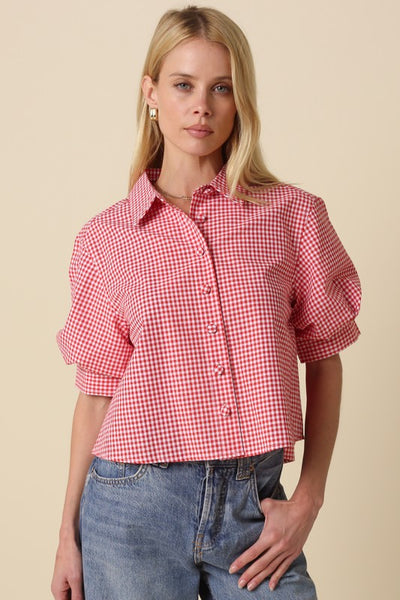 LEXI GINGHAM PUFF SLEEVE TOP