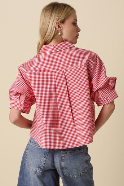 LEXI GINGHAM PUFF SLEEVE TOP