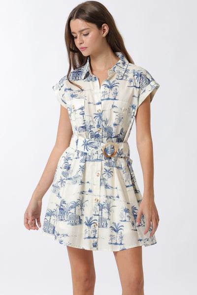 SABRINA TROPICAL PRINT MINI DRESS