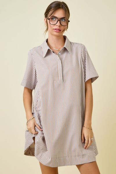 PAIGE STRIPED SHIRT DRESS