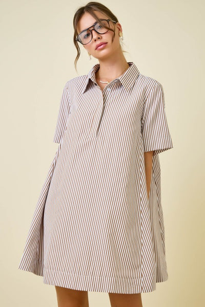 PAIGE STRIPED SHIRT DRESS