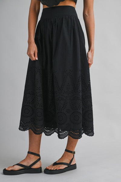 BILLIE EMBROIDERED MIDI SKIRT
