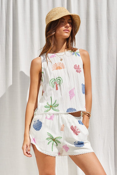 SOL TROPICAL PRINT SHORTS