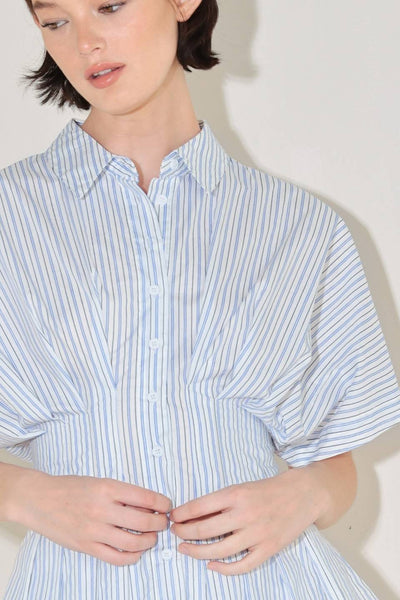ELENA STRIPED BUTTON DOWN TOP
