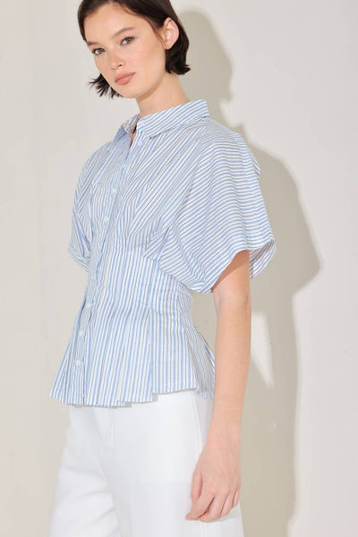 ELENA STRIPED BUTTON DOWN TOP