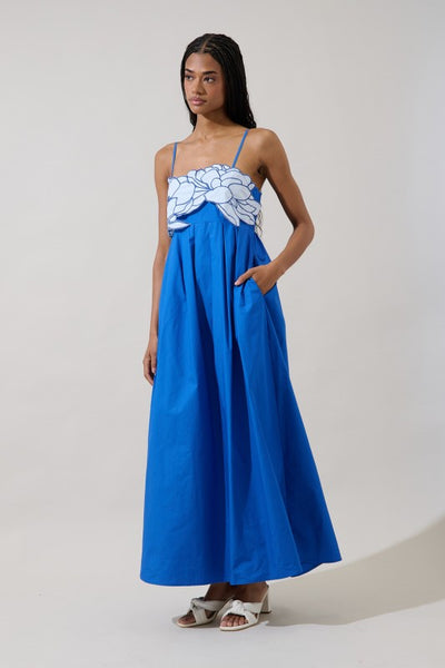 KAILANI FLORAL EMBROIDERY MAXI DRESS
