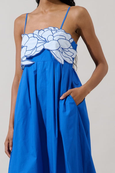 KAILANI FLORAL EMBROIDERY MAXI DRESS