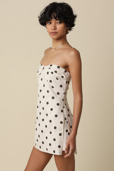 MARGELI POLKA DOT LINEN ROMPER