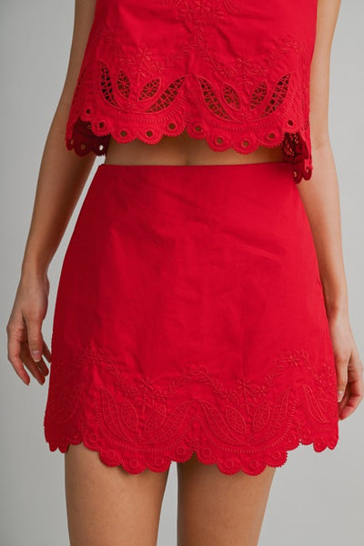 AMELIA EMBROIDERED MINI SKIRT