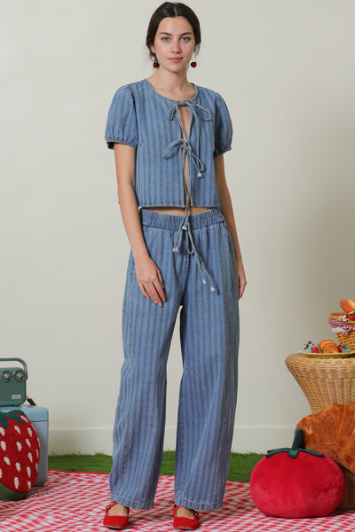 LEXI STRIPED DENIM BARREL PANT