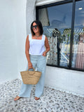 LIZZIE SQUARE NECKLINE CROP LINEN TOP