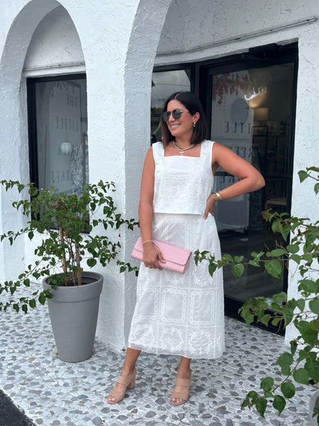 BELLINI HIGH WAISTED EYELET SKIRT