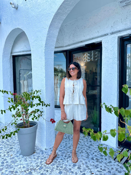 GLENDA LINEN PINTUCK SHORTS