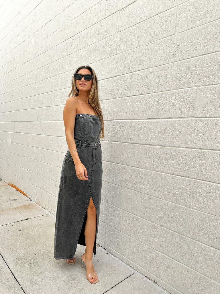 OUTLAW SLIT DENIM DRESS