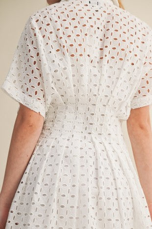 PENELOPE EYELET BUTTON FRONT DRESS