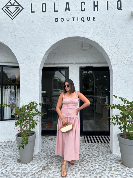 MAZIE SMOCKING TOP MIDI DRESS