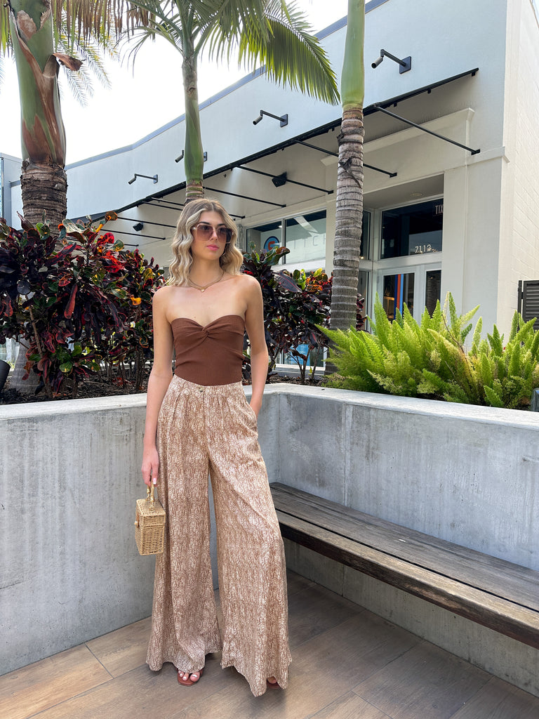 ROMY NEUTRAL PRINT WIDE LEG PANT