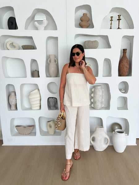 KATELYN LINEN SLIT TUNIC TOP