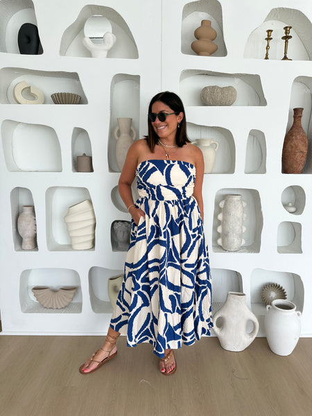 NARA SUNSET STRAPLESS DRESS